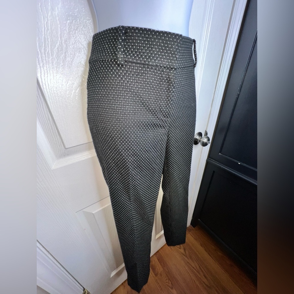Ann Taylor Petites 4 Black White Dot Straight Leg Crop Trouser Dress Pant 4P - Picture 2 of 10